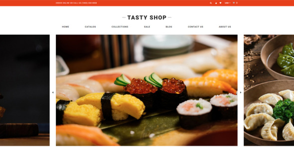 еда и ресторан чистая тема shopify