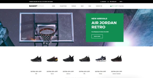 баскетбольная многостраничная чистая тема shopify