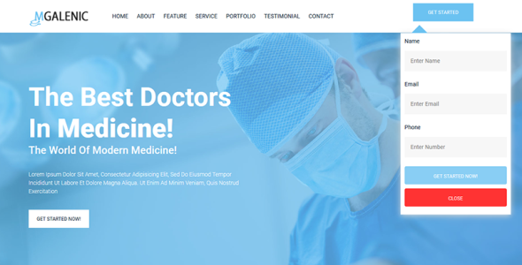 mgalenic шаблон целевой страницы