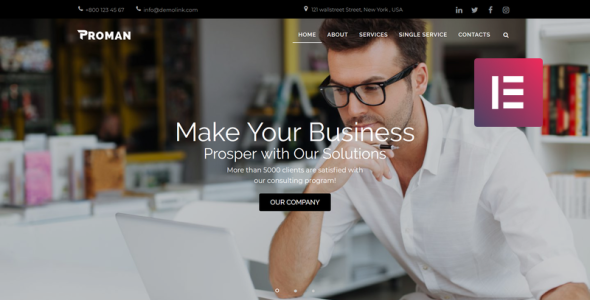 бизнес многоцелевой современный wordpress элементор тема