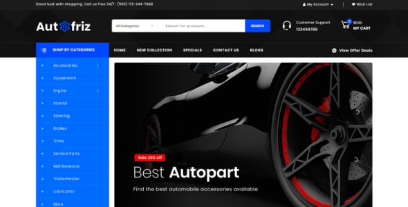 шаблон магазина автозапчастей opencart