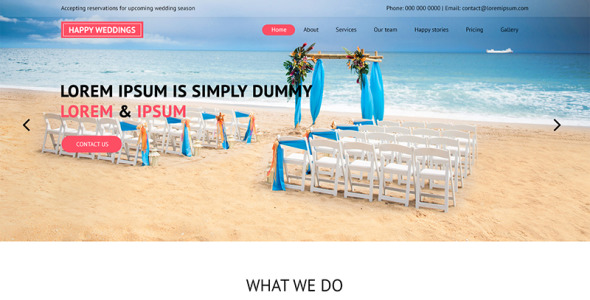 PSD шаблон на тему организация свадьбы