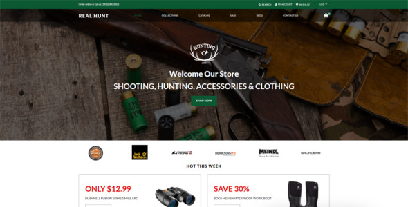 охота чистый shopify тема