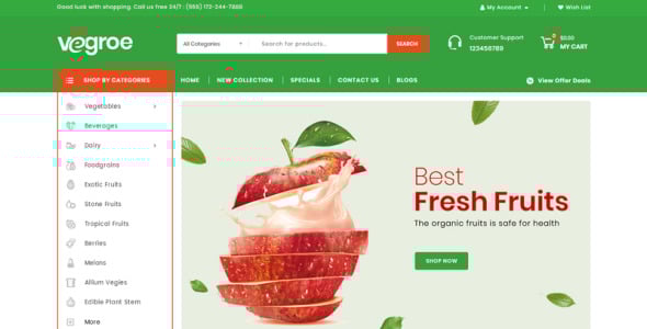 шаблон продуктового магазина opencart