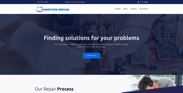 шаблон целевой страницы ремонта компьютера