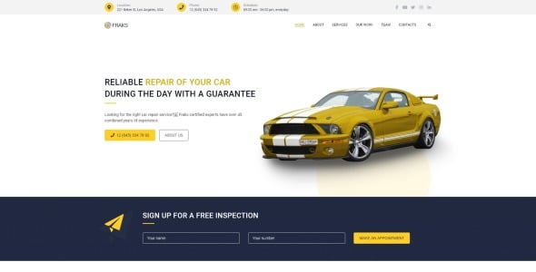 ремонт автомобилей универсальная классическая тема wordpress elementor