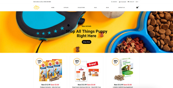 pet shop multipage многостраничная тема shopify