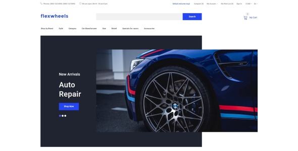 колеса и шины чистый шаблон opencart