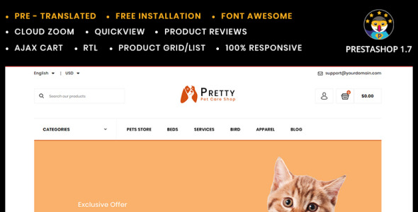 pretty pet store template prestashop theme