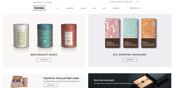 упаковка многостраничная чистая тема shopify