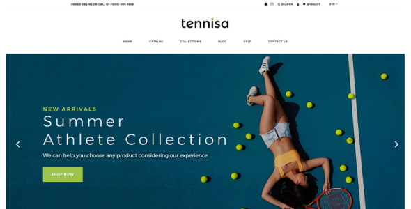 теннисный магазин clean shopify тема