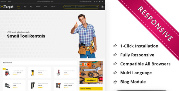 магазин инструментов отзывчивая тема woocommerce