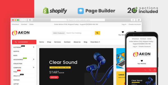 akon electronics shopify тема
