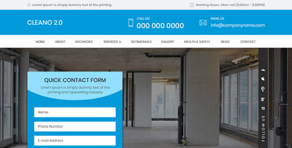 PSD шаблон на тему клининговая компания
