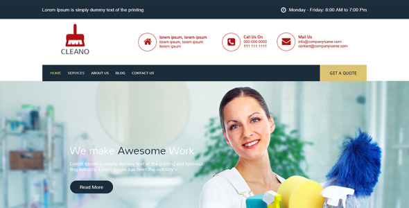 PSD шаблон на тему клининговая компания