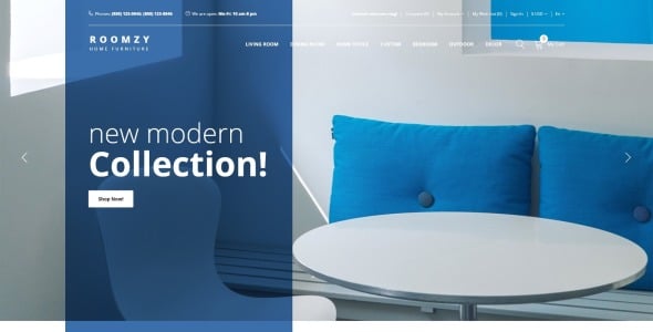 мебель чистый шаблон opencart