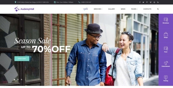 многостраничный чистый шаблон joomla торгового центра