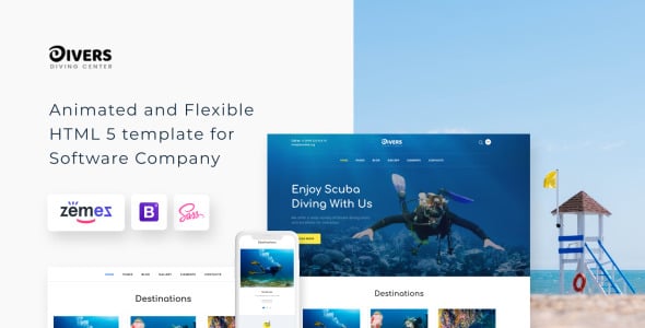 дайвинг центр многостраничный классический html шаблон сайта