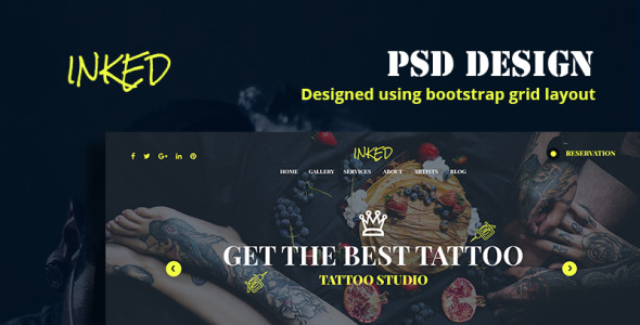 PSD шаблон на тему тату салон