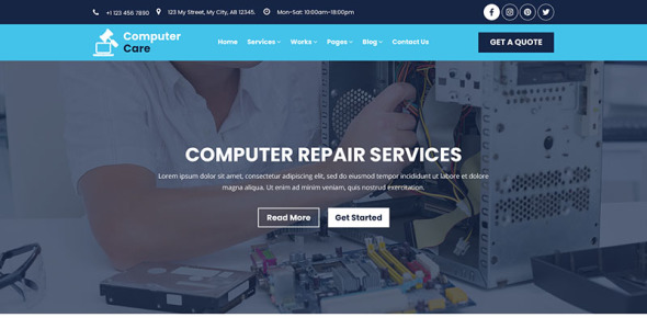 Адаптивный PSD шаблон на тему ремонт компьютеров