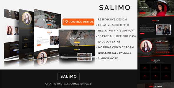 креативный одностраничный шаблон joomla