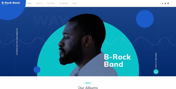 многостраничный креативный html шаблон сайта music band