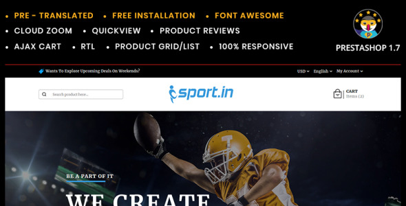 sportin магазин спортивных аксессуаров prestashop theme