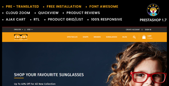 рыцарь интернет-магазин очков prestashop theme