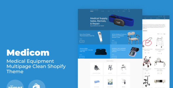 медицинское оборудование многостраничная чистая тема shopify