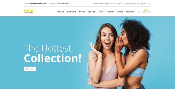 плавание многостраничный чистый шаблон opencart