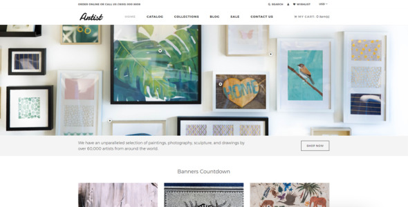 художественная галерея электронная коммерция чистая тема shopify