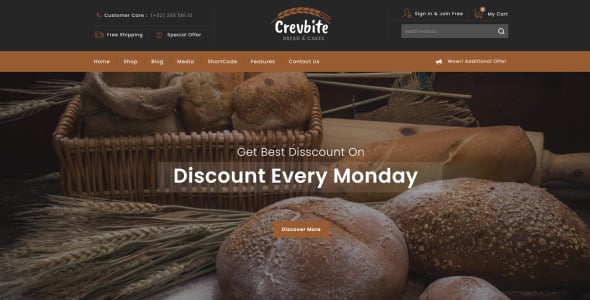 пекарня и шоколадный магазин woocommerce тема