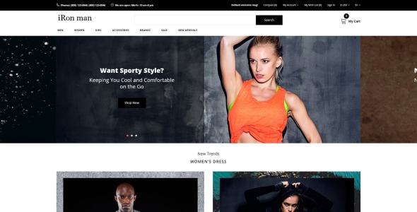 спортивный магазин электронная коммерция современный шаблон opencart