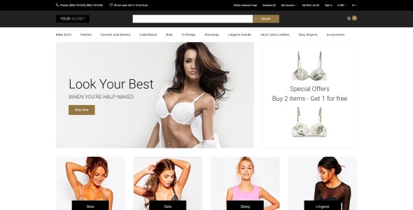 белье многостраничный элегантный шаблон opencart