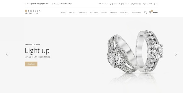 ювелирный магазин чистый шаблон opencart