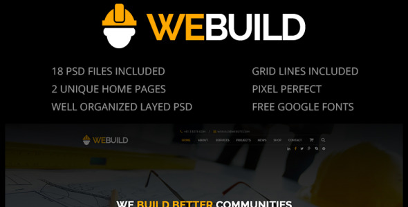 Адаптивный PSD шаблон на тему строительные компании