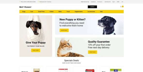 зоомагазин чистый шаблон opencart