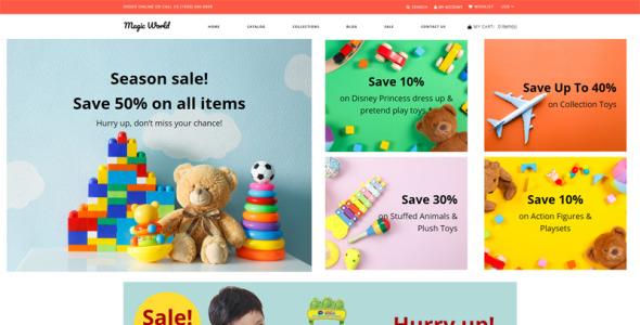 магазин игрушек clean shopify тема