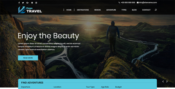 PSD шаблон на тему путешествия