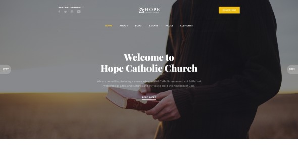 многостраничный современный html шаблон сайта католической церкви