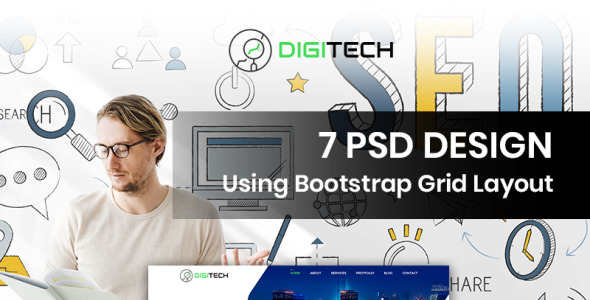 PSD шаблон на тему информационные технологии