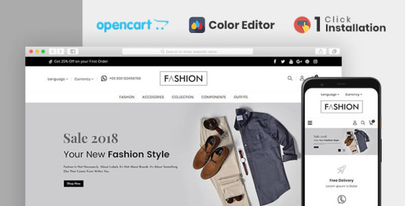 шаблон магазина модной одежды и аксессуаров opencart