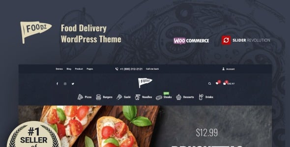 пицца, суши, доставка быстрого питания и ресторан woocommerce тема