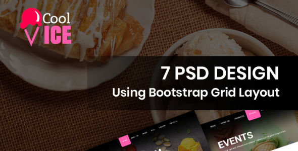 PSD шаблон на тему мороженое