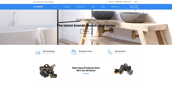 сантехника ecommerce modern shopify тема