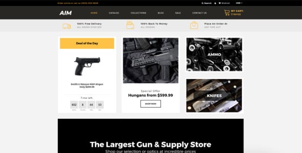 магазин оружия современная тема shopify