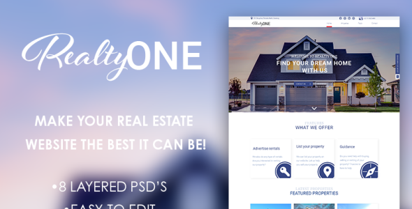 PSD шаблон на тему агентство недвижимости