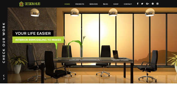 PSD шаблон на тему дизайн интерьеров