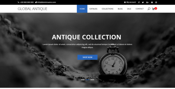 PSD шаблон на тему магазин антиквариата