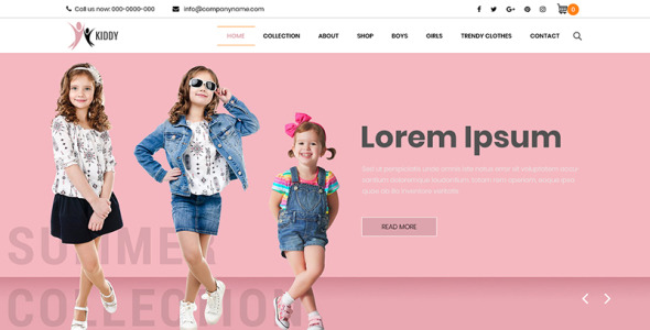 PSD шаблон на тему детская мода